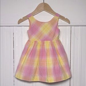 JANIE & JACK EUC 100% Cotton Plaid Lined Keyhole Back Dress